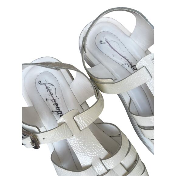 Free People Finn Fisherman Platform Sandals in White Patent Leather Size 9 - Picture 5 of 8